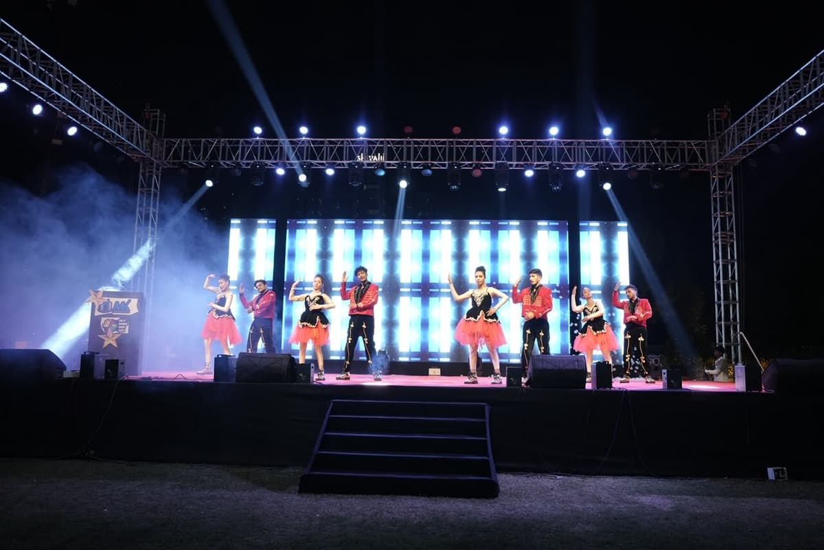 Outdoor stage and AV production at a corporate evening